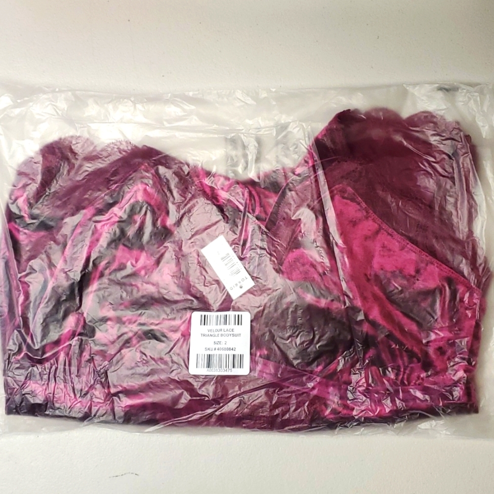 ❤️NWT VINTAGE TORRID LINGERIE BODYSUIT VELOUR LACE TRIANGLE CUTOUT THONG - PLUS - Picture 4 of 11